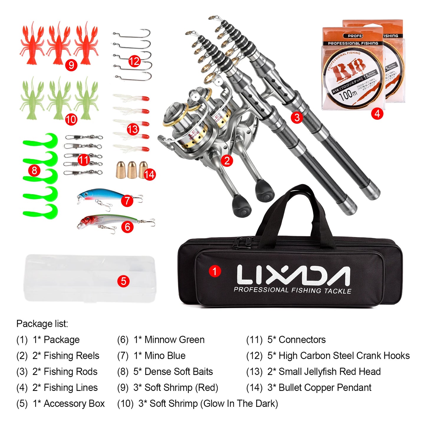 Telescoping fishing rods Fishing Pole Combo Set Rod and Reel