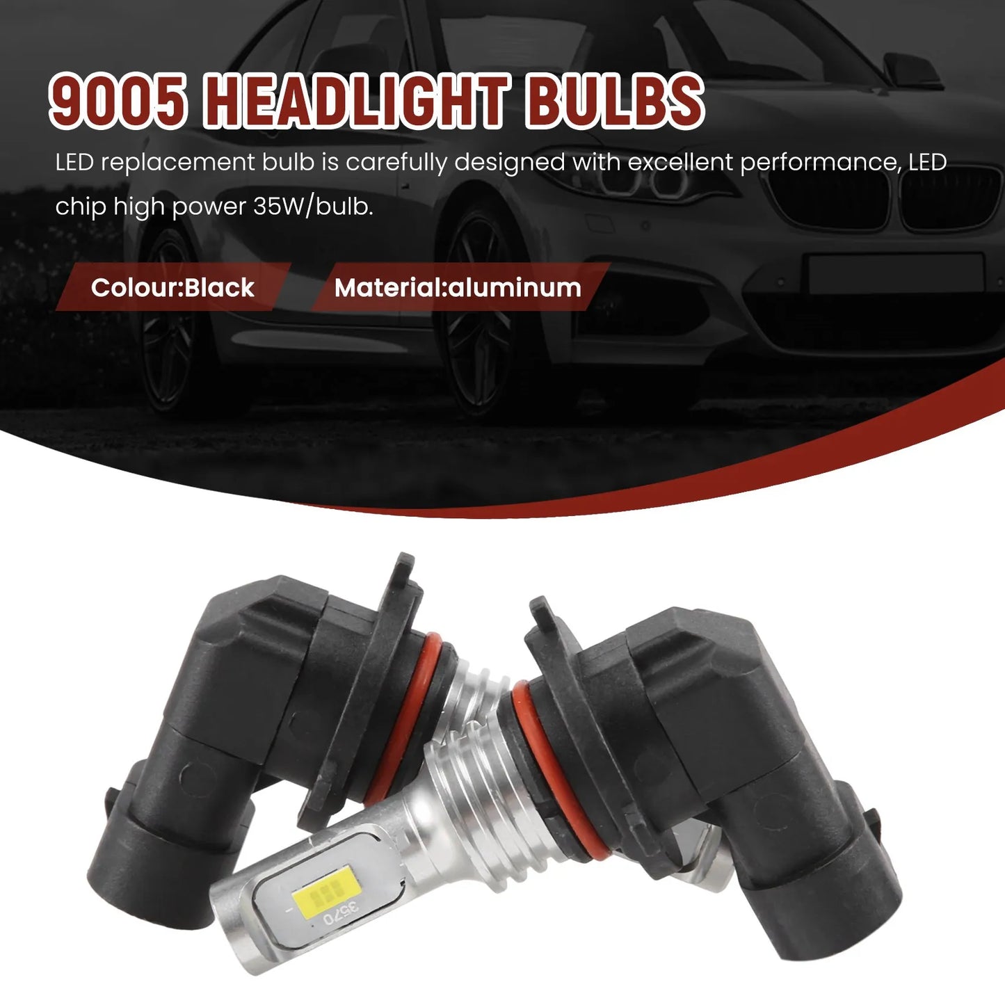 9005 HB3 LED Headlight Bulbs Kit High-Beam 35W