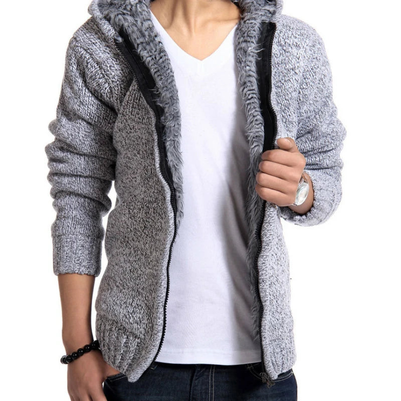 Autumn Winter Men's Thick Sweatercoat Collar Zipper Sweater