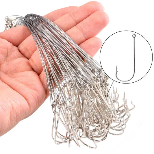 10pcs Steel Wire Leader with Swivel Anti-bite Fishing Line 15/22.5cm