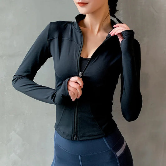 Women Sport Jacket Zipper Yoga Coat Clothes Quick Dry Fitness