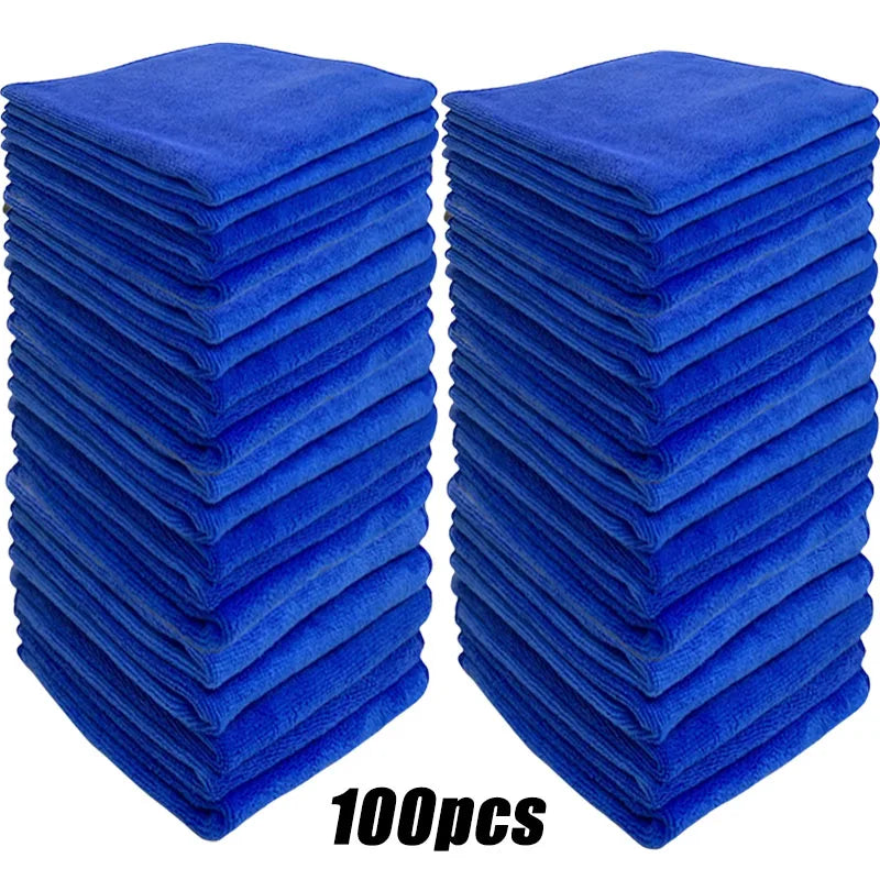 200pcs Microfiber Towels Car Wash Drying Cloth Blue Car Care