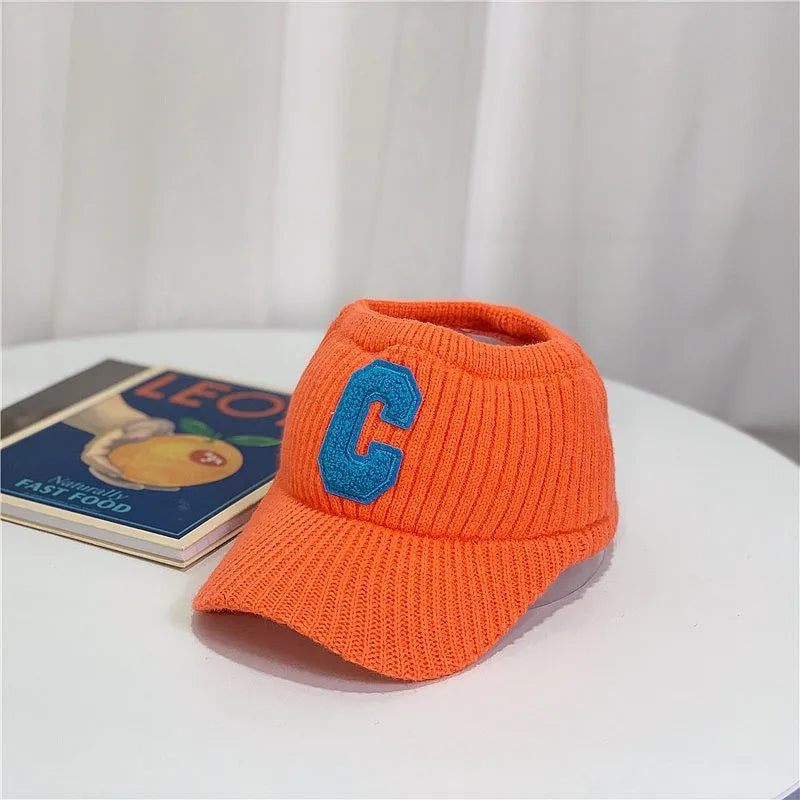 C letter sports hat Unisex winter men solid striped