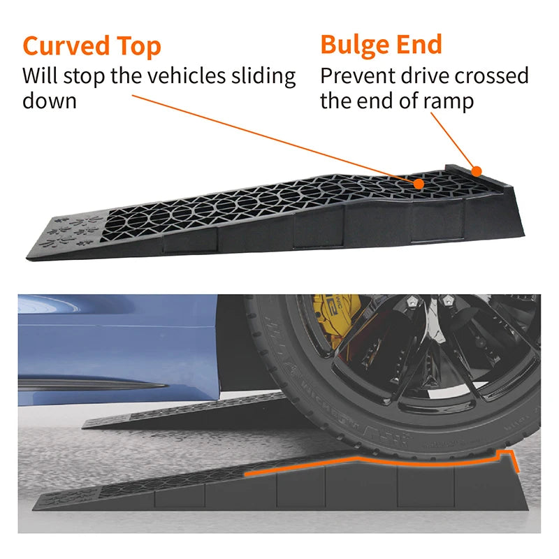 2pcs 5000KG Capacity Heavy Duty Car Ramps 70cm Plastic Portable