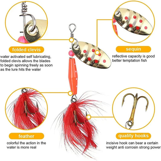 10Pcs/Set Fishing Metal Spoon