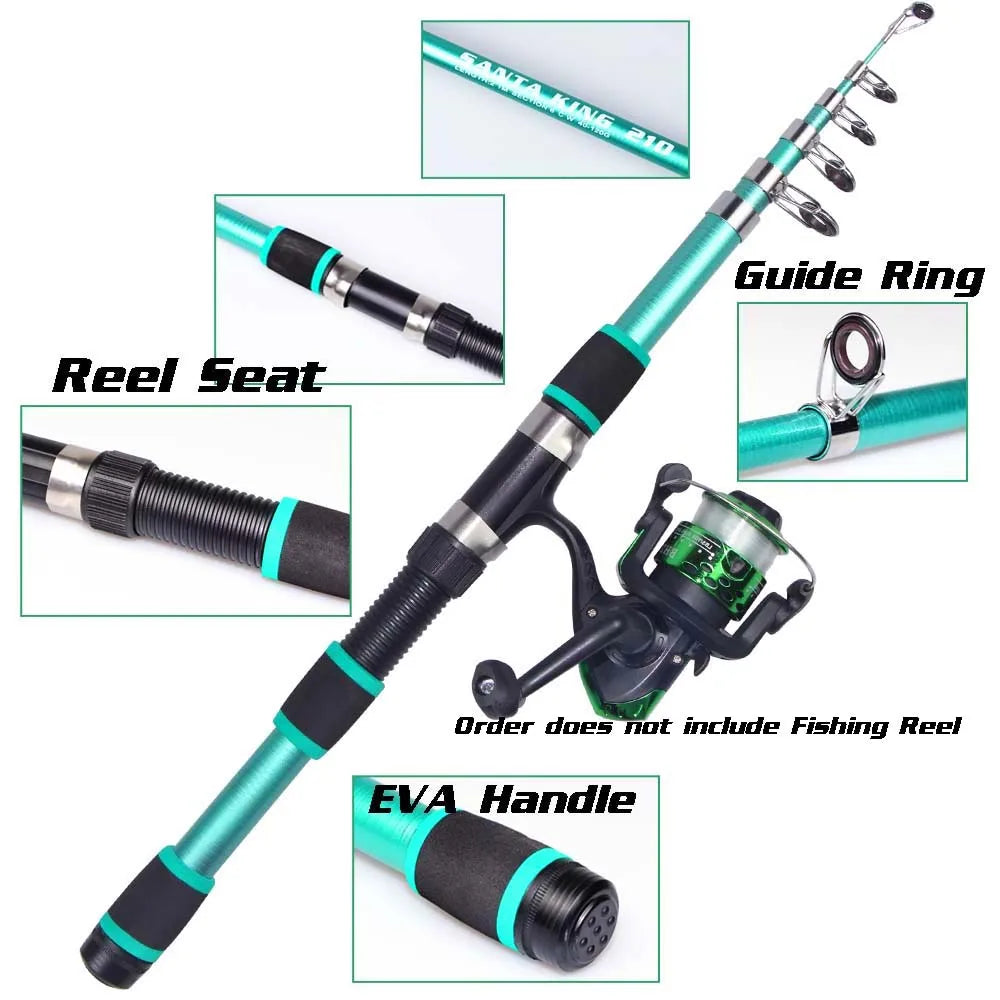 1.8m 2.1M Fishing Rod and Reel Line Lure Set Carbon Fiber Telescopic