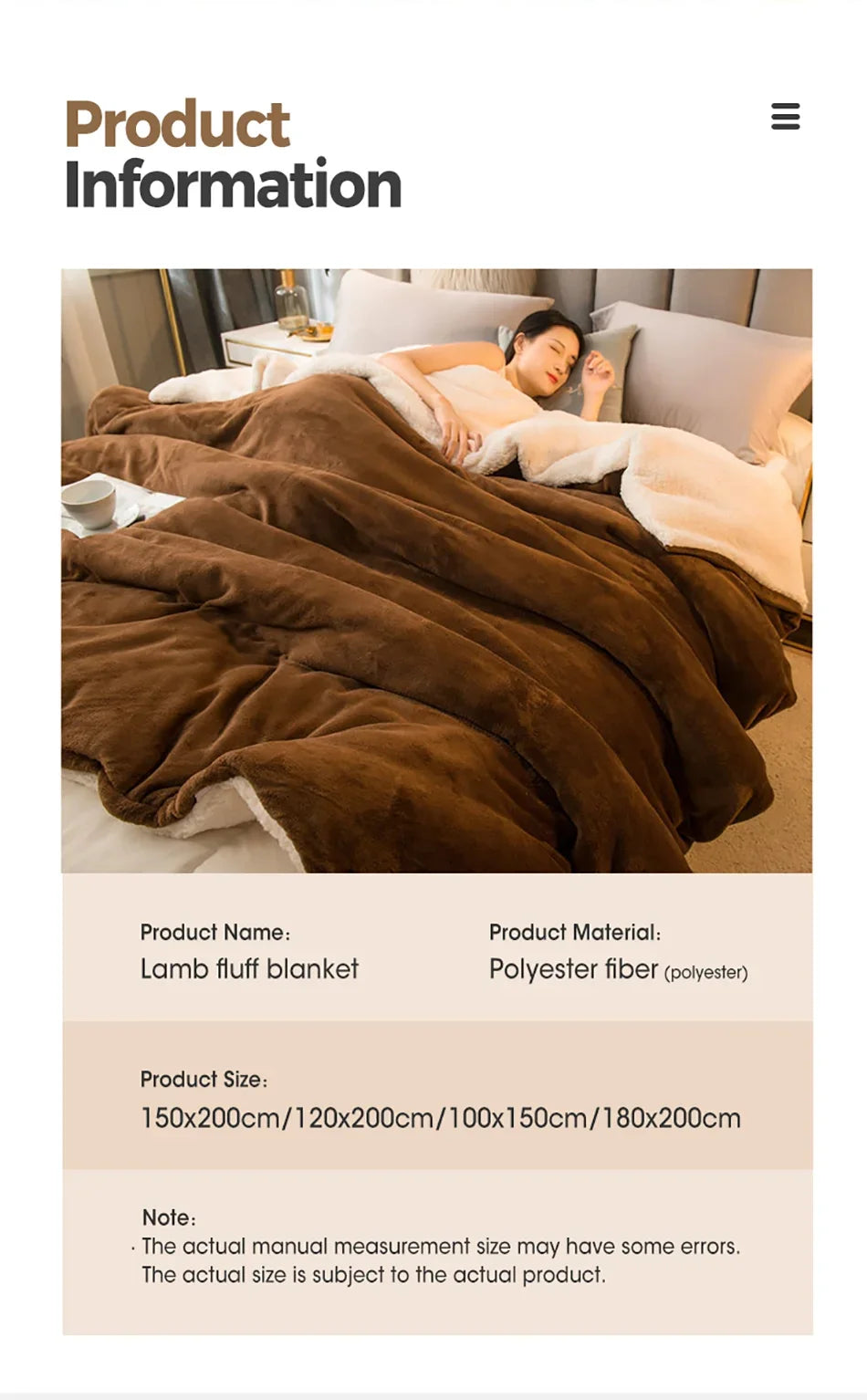 Wool Throw Blanket Keep Warm Winter Bed Blankets Double Sided