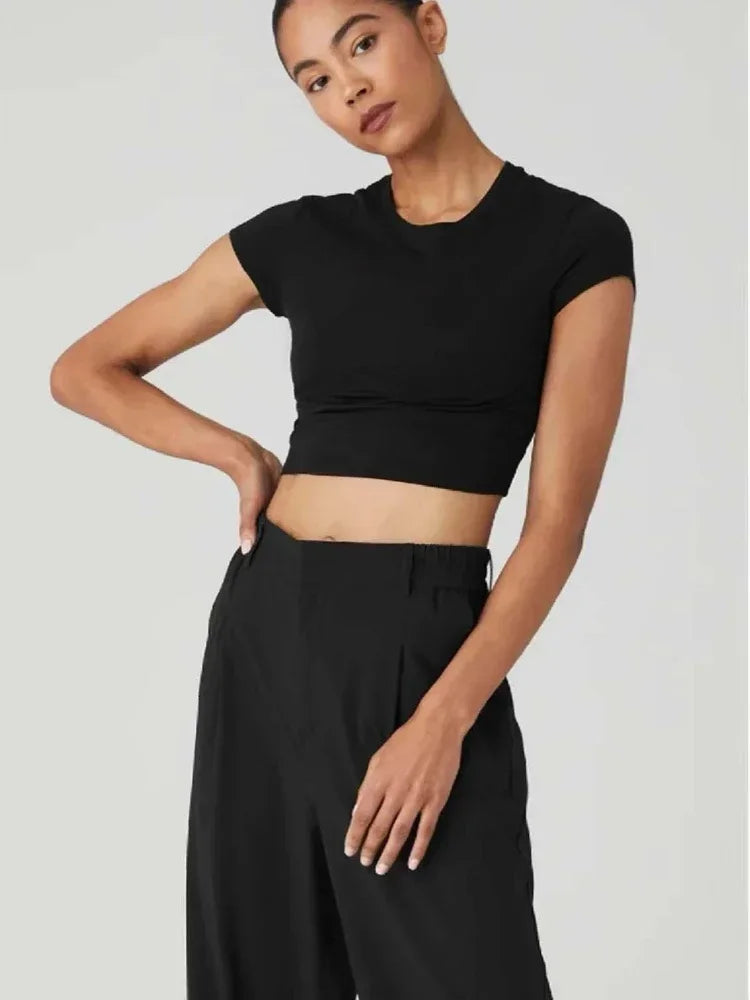 Women T-shirts 2025 Tops Solid Short Sleeve Loose O-neck