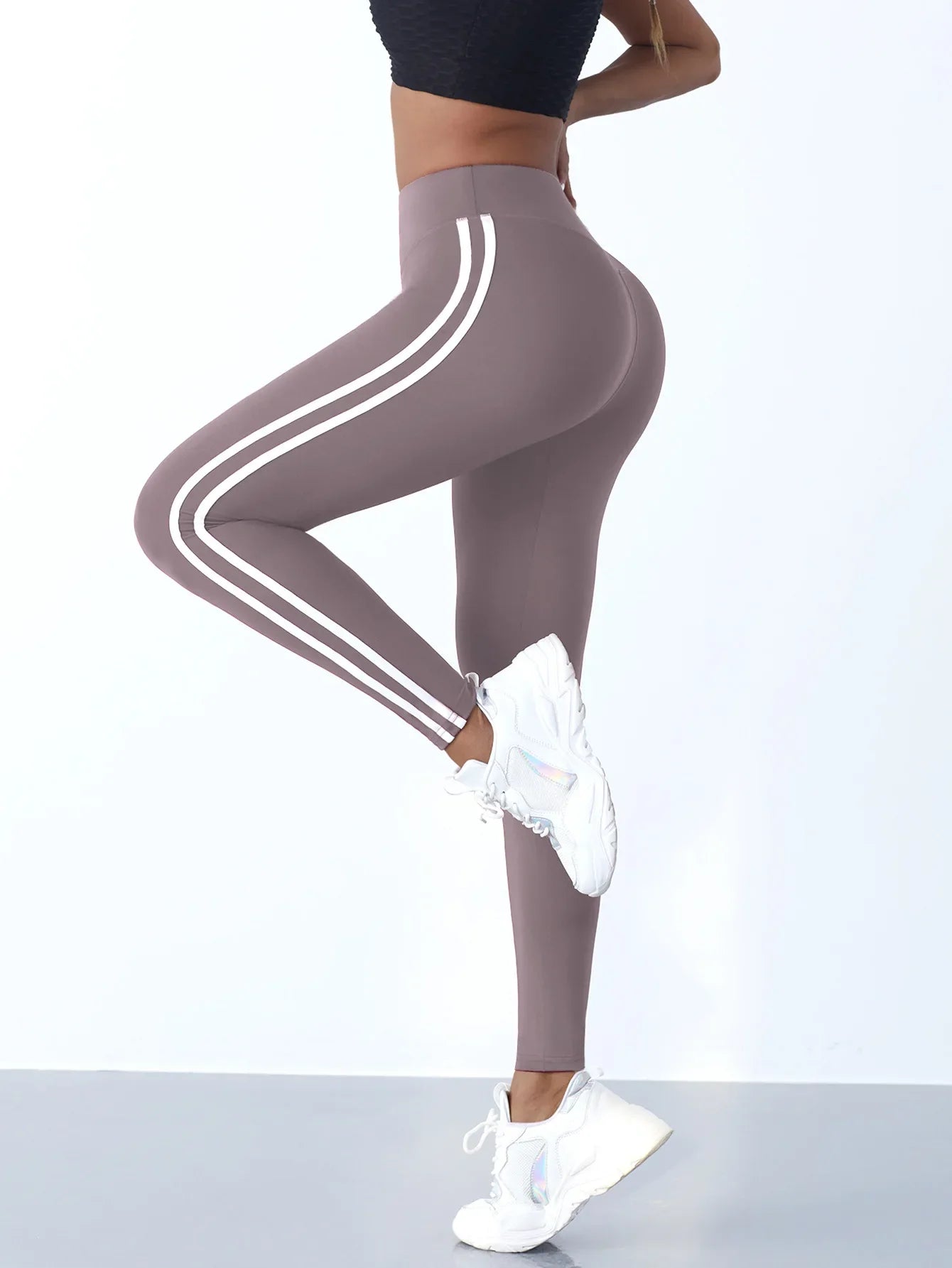 Yogaleggings voor dames, gestreepte, slanke sportbroeken,