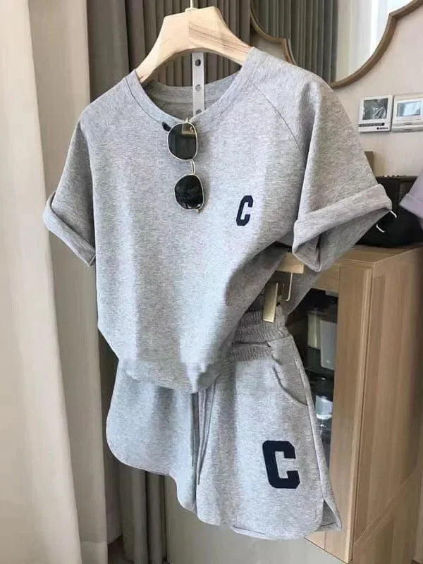 Casual Sports Suits Women Summer Short T-shirt Tops