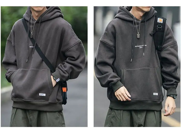 Slouchy hooded sweaters for men in winter American knitwear