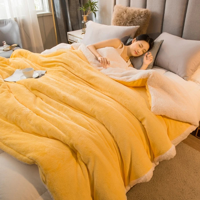 Wool Throw Blanket Keep Warm Winter Bed Blankets Double Sided