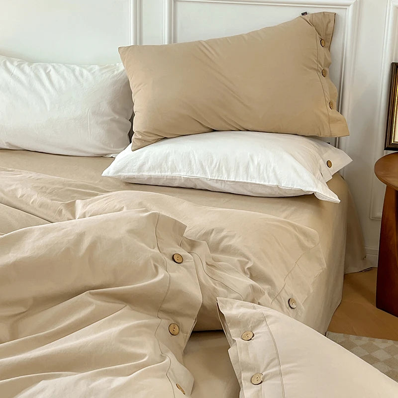 100% Washed Cotton Duvet Cover 2/3Piece Luxury Soft Bedding Set