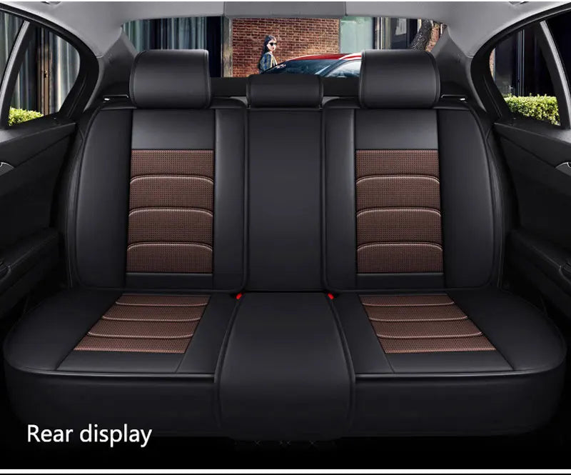 Car Seat Covers Full Set Breathable Leather Auto Front