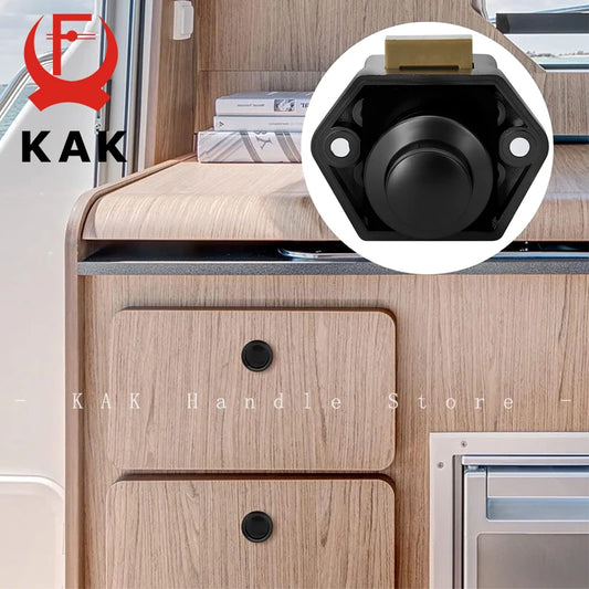 5 Pieces Camper Car Push Button Lock Black Kitchen Cabinet