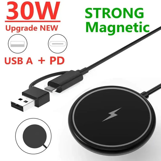 30W Magnetic Wireless Charger Pad for iPhone 15 14 13 12 11 Pro
