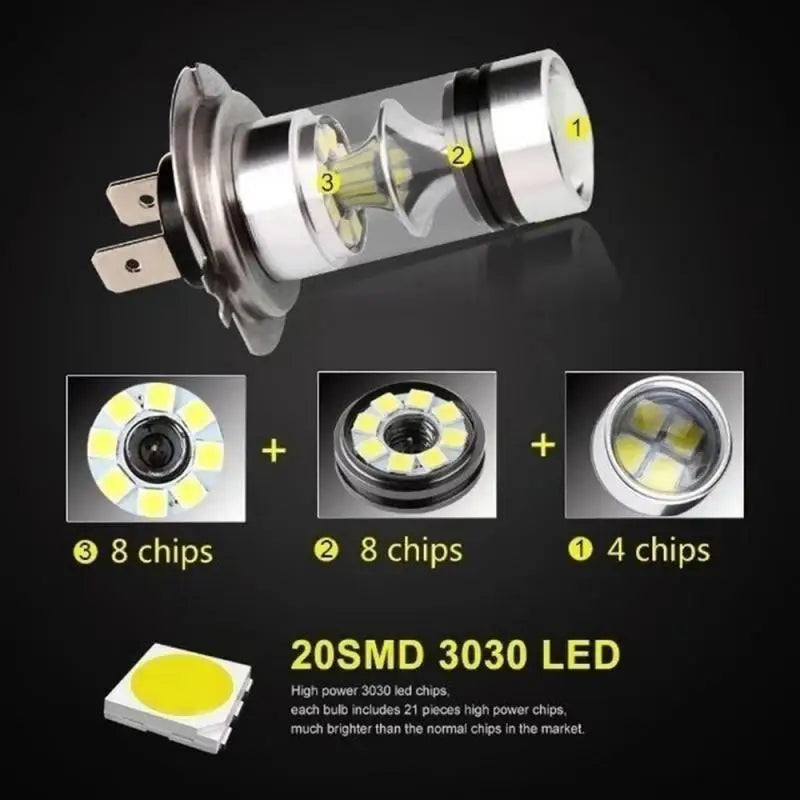 2Pcs Super Bright 100W H7 H4 LED Headlight