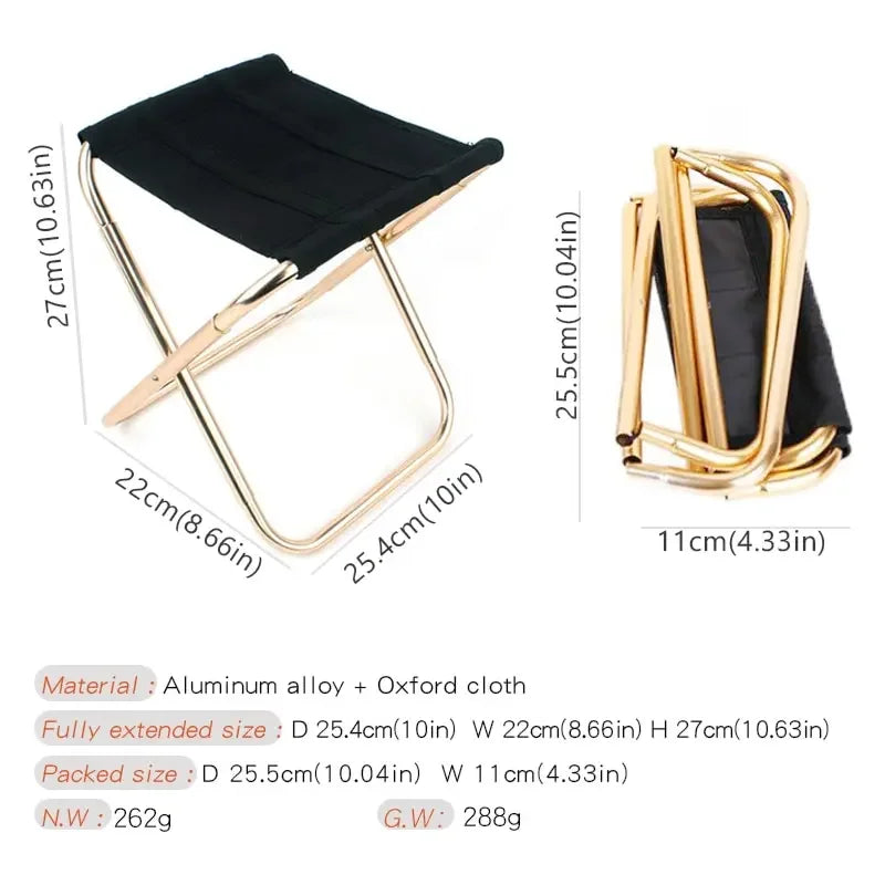 Outdoor Camping Chair Golden Aluminum Alloy