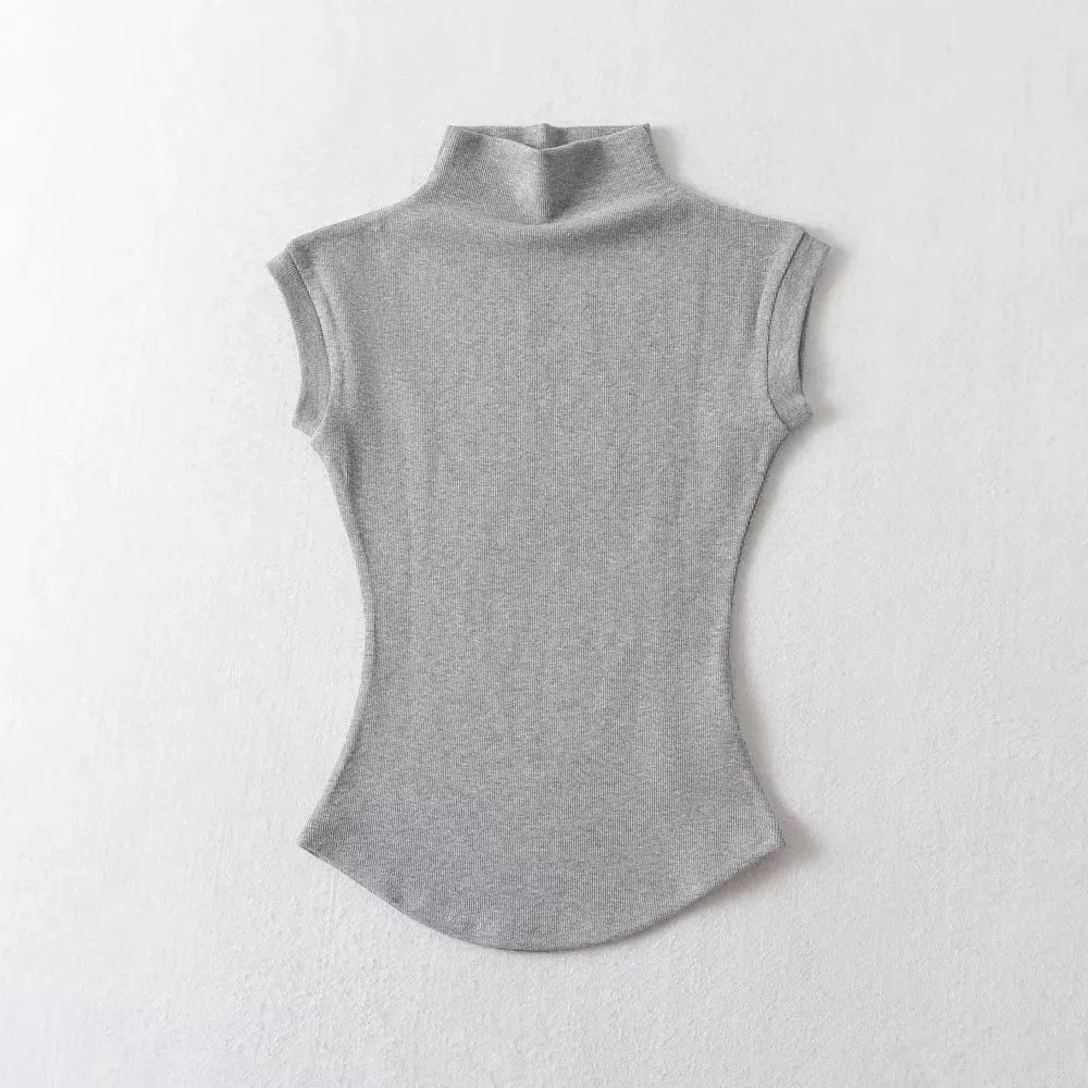 Women Summer Sexy Turtleneck Sleeveless T-Shirts