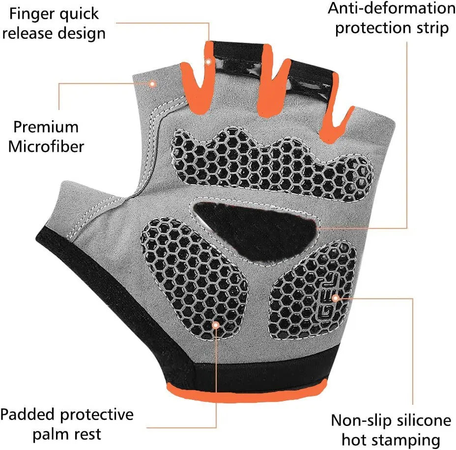 Cycling Gloves Anti Slip Shock Breathable Half Fingerless Gloves