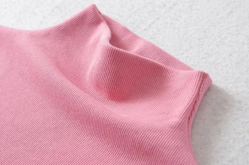 Women Summer Sexy Turtleneck Sleeveless T-Shirts