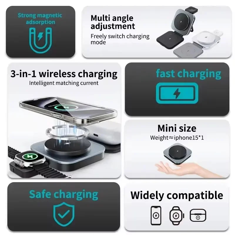Metal 30W Magnetic Wireless Charger Pad For iPhone 15 14 13 12 Pro Max