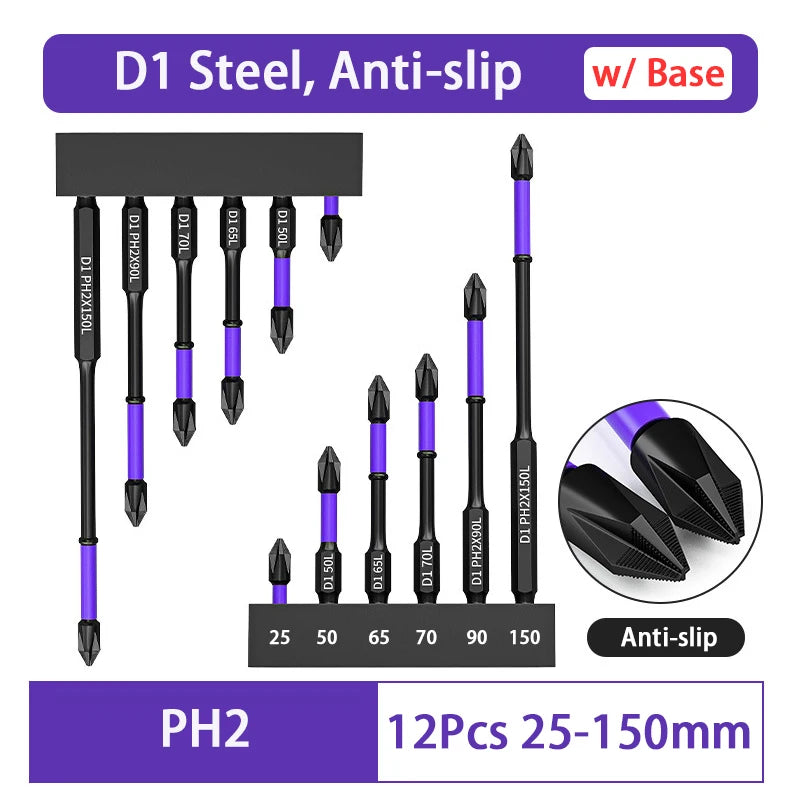 Magnetic Impact Phillips Bit Anti-Slip Long Screwdriver