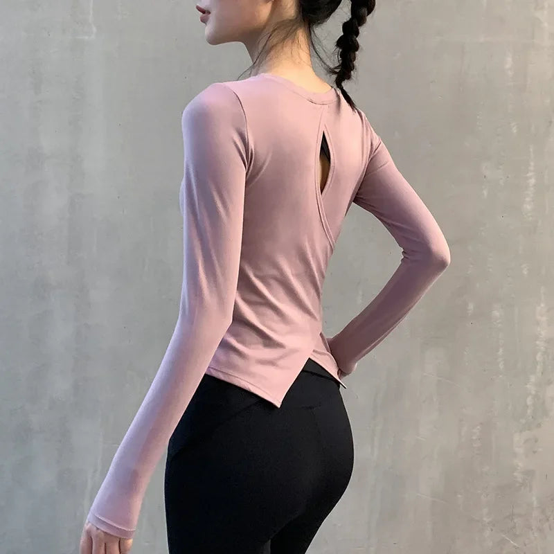 Women Yoga Clothing Tops Sports Long Sleeve T-Shirt