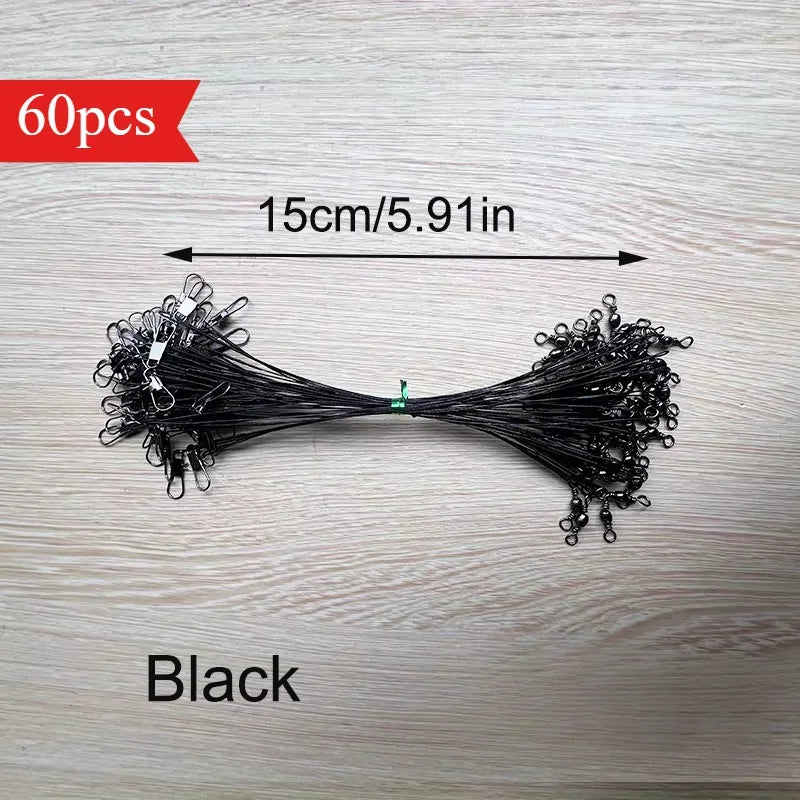 Ackibbik 60pcs Anti Bite Steel Fishing Line 15/25/30cm