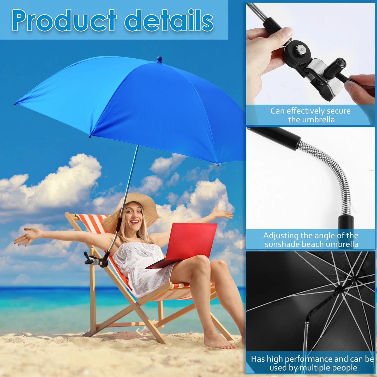 Beach Umbrella Adjustable Shade Umbrella Outdoor