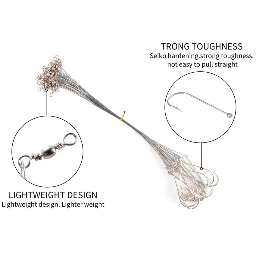 10pcs Steel Wire Leader with Swivel Anti-bite Fishing Line 15/22.5cm