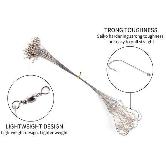 10pcs Steel Wire Leader with Swivel Anti-bite Fishing Line 15/22.5cm