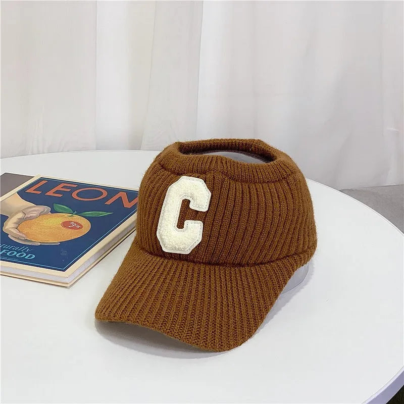 C letter sports hat Unisex winter men solid striped