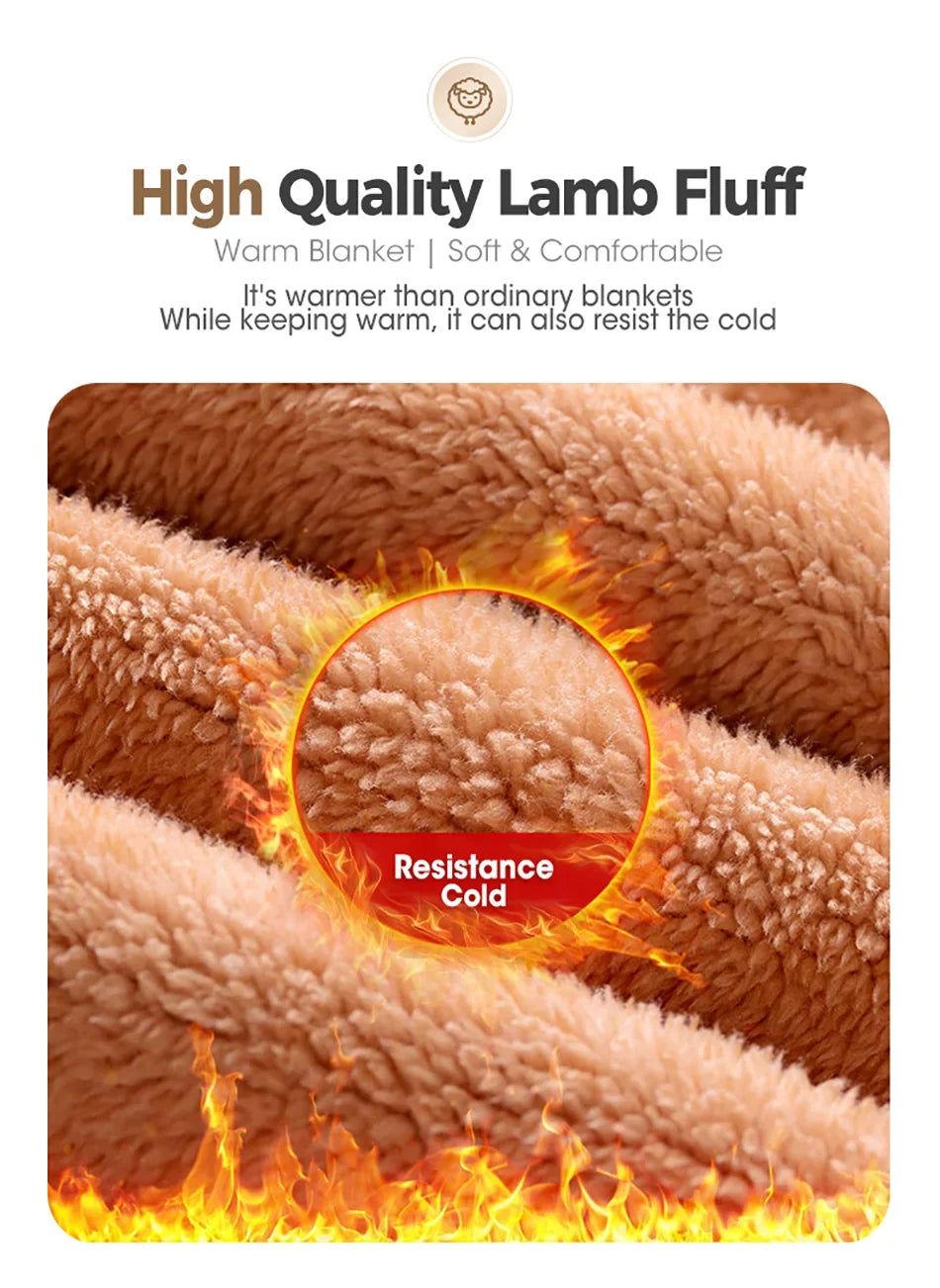 Wool Throw Blanket Keep Warm Winter Bed Blankets Double Sided