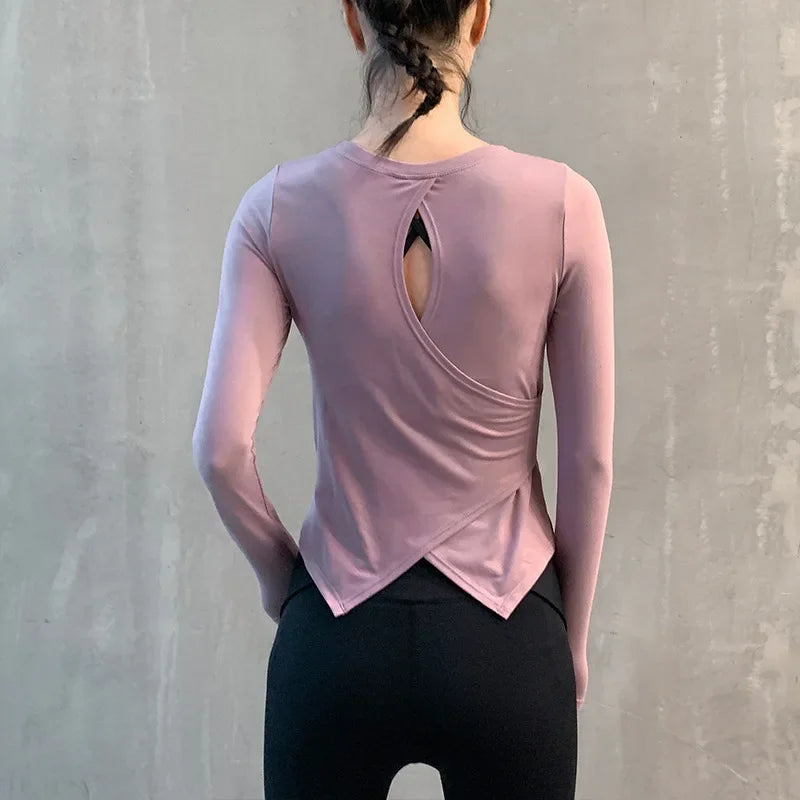 Women Yoga Clothing Tops Sports Long Sleeve T-Shirt