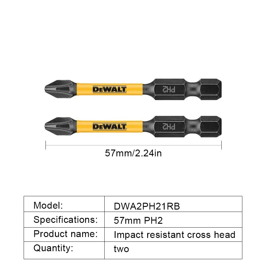 DEWALT 2PCS PH2 57mm Impact Screwdriver Bits