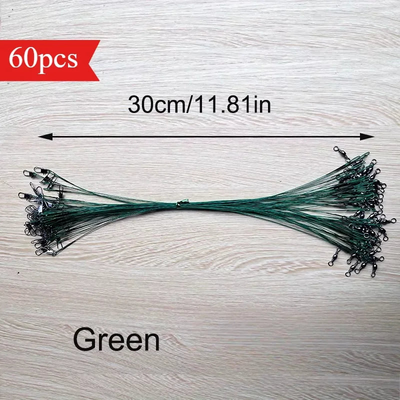 Ackibbik 60pcs Anti Bite Steel Fishing Line 15/25/30cm