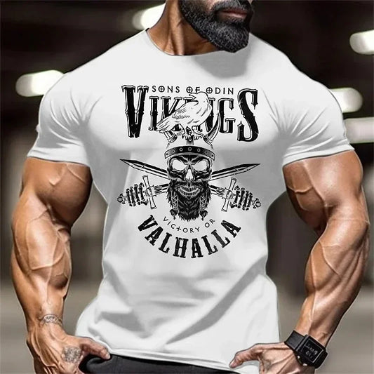 Fitness muscle wear Skeleton fashion printed T-shirt Men's