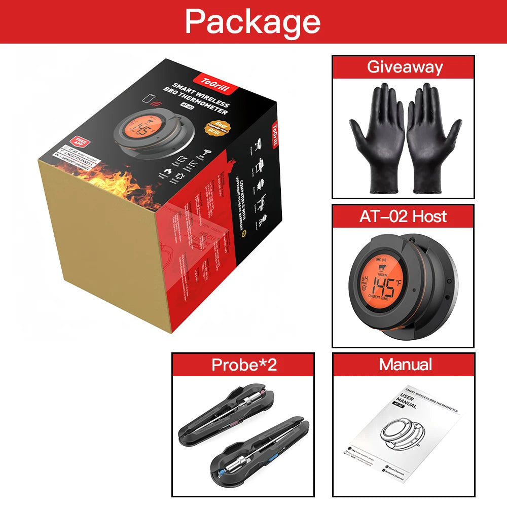 WENMEICE Wireless Bluetooth Meat BBQ Thermometer For Oven Grill Smoker