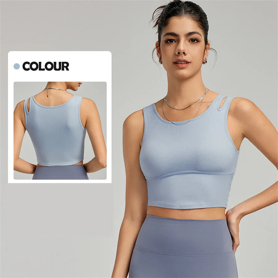 Ladies Sports Bra With Chest Pad Push Up Yoga Fitness Gym