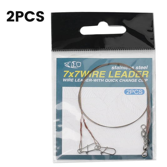 2pcs Fishing Line Steel Wire Leader Snap Rolling Swivel