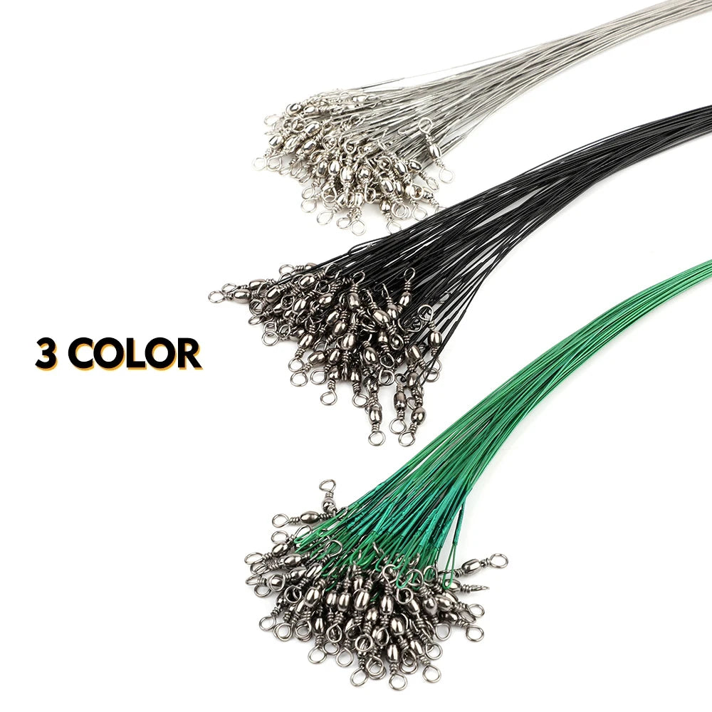 20pcs Steel Wire Leader With Swivel Anti-bite Fishing Line