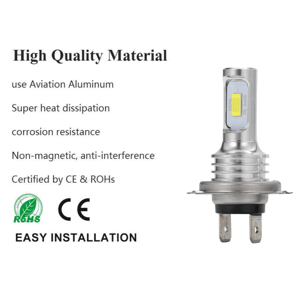 2Pcs H7 H4 Led Super Bright CSP Car Fog Light Bulbs