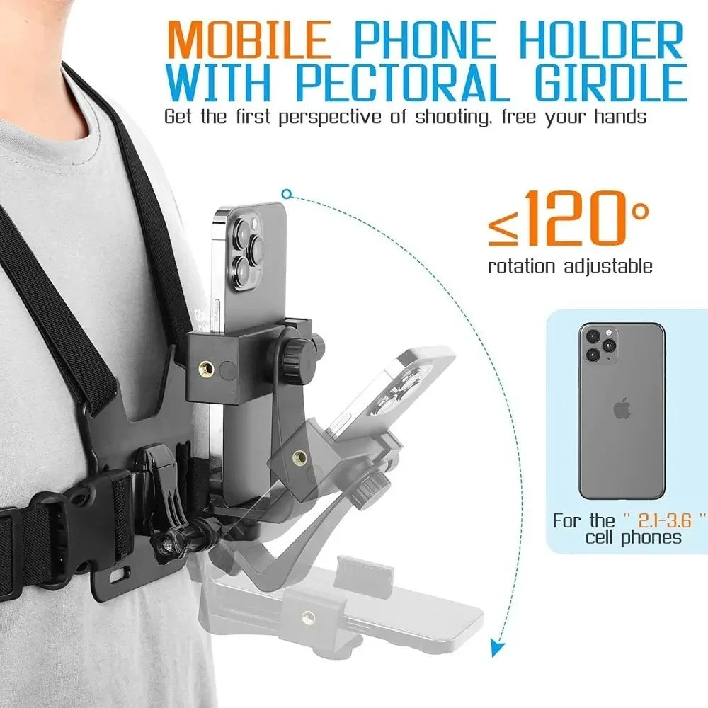 1 PC Adjustable Phone Clip Holder With Chest Strap Fixation