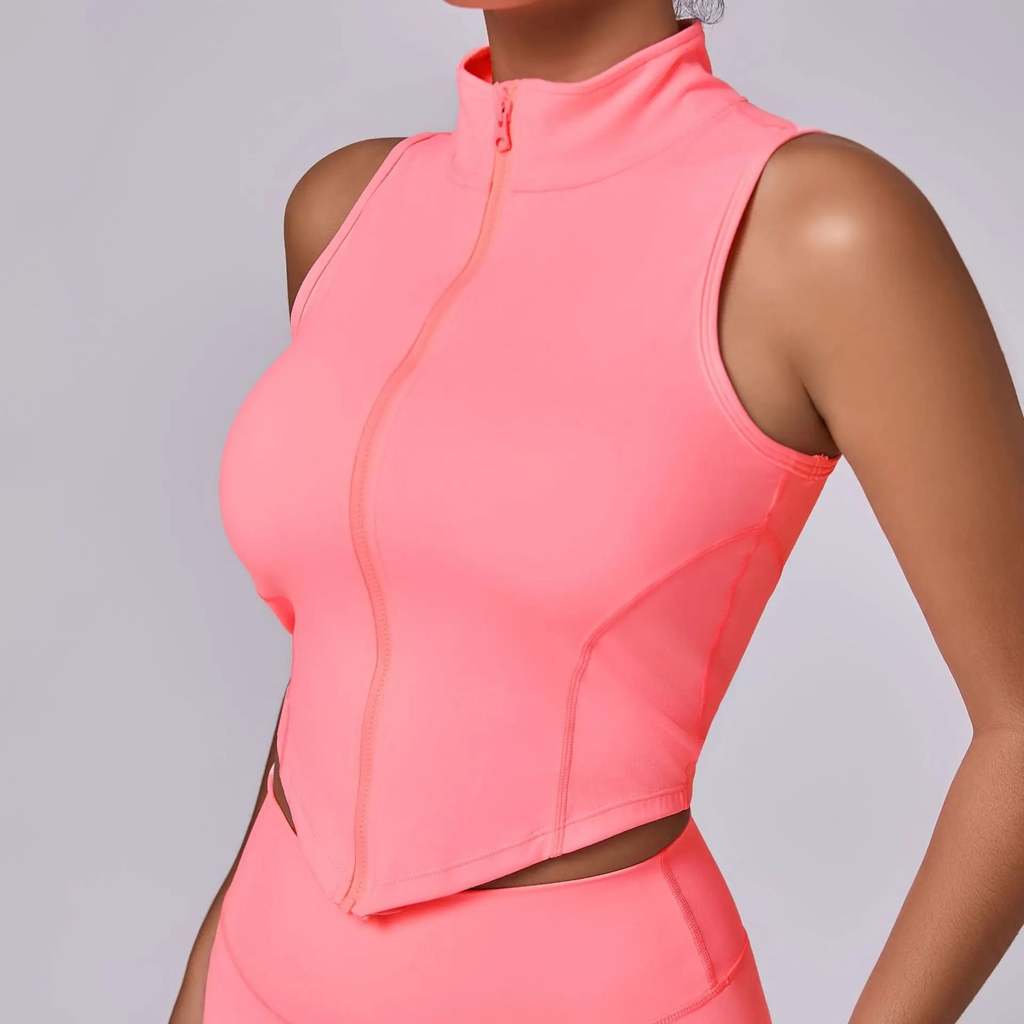 sleeveless stand-up collar jacket Women's zipper jacket
