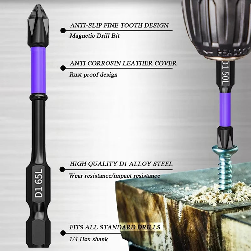6/12 PCS Magnetic Screwdriver Bits Non-slip Shockproo