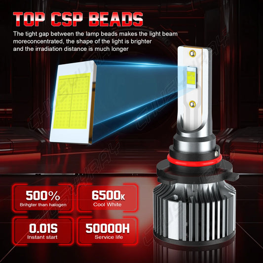 4x Canbus 9005 H11 LED Headlight High Low Beam Bulbs Combo