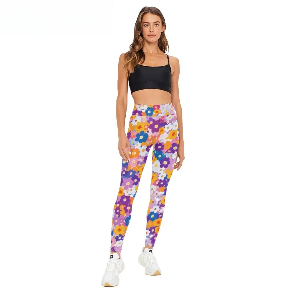 Yogabroek met hoge taille, luipaardprint,