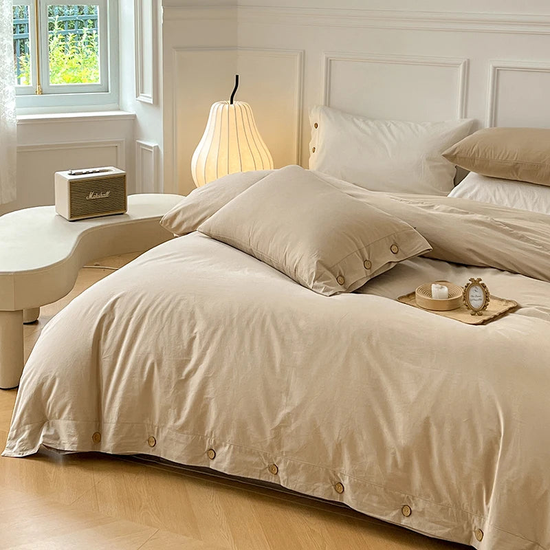 100% Washed Cotton Duvet Cover 2/3Piece Luxury Soft Bedding Set