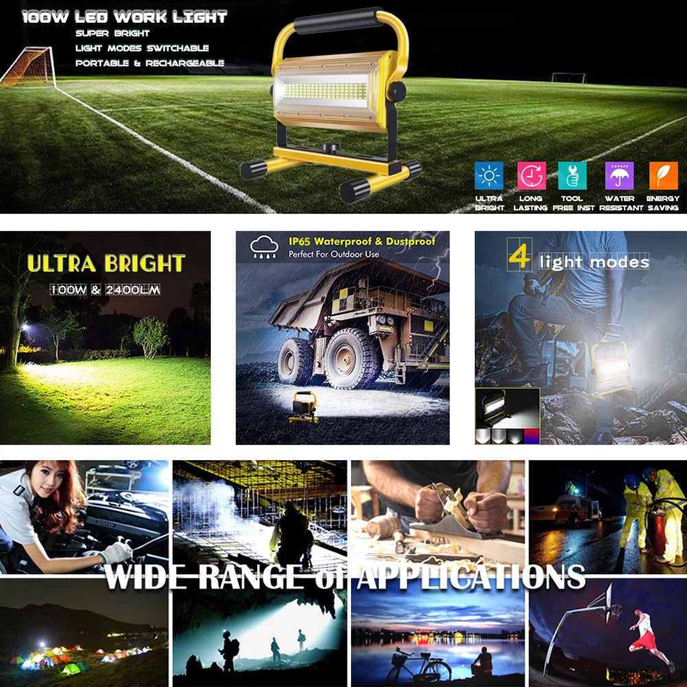 100W Rechargeable Flood Light